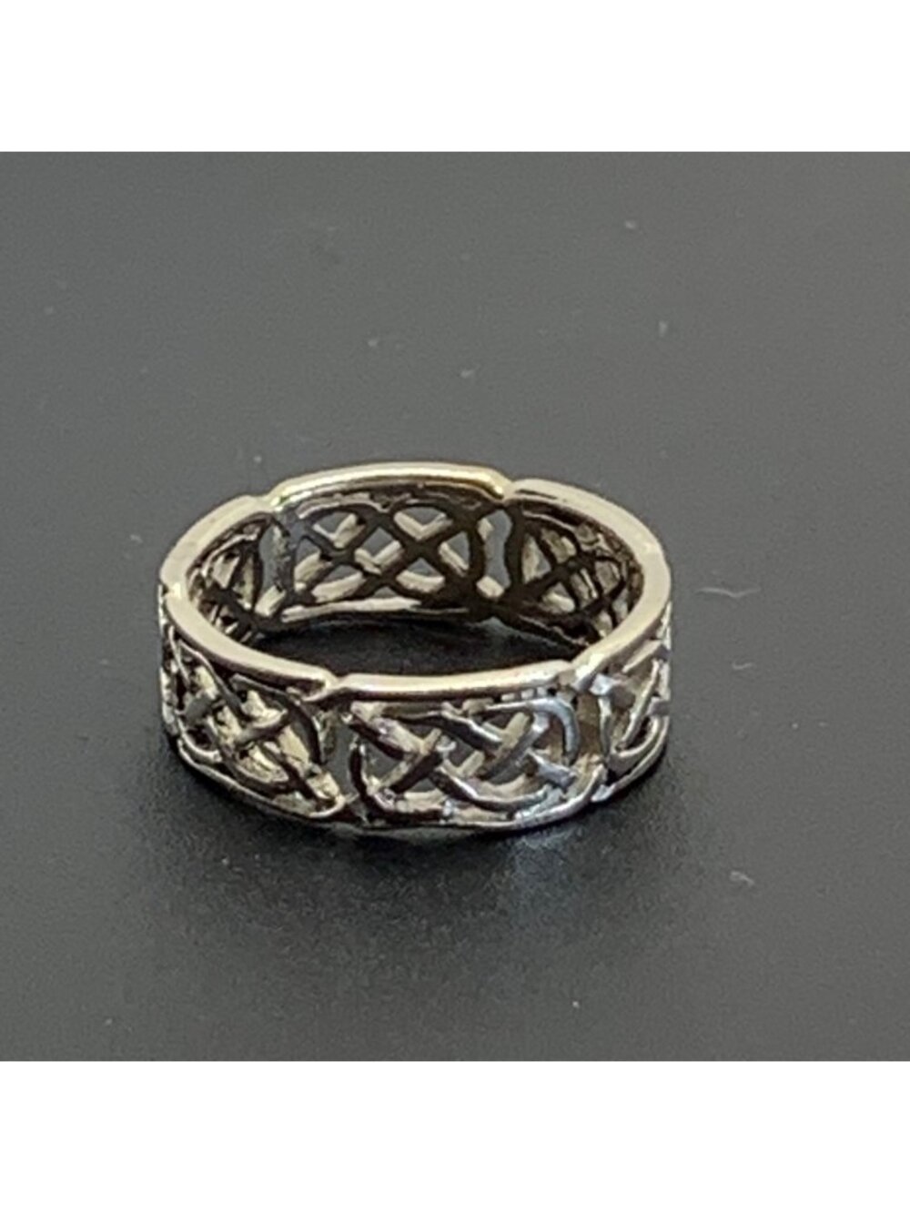 Celtic Knot Design Sterling Silver 925 Ring Cigar Style Band 6mm Wide Size 6.25